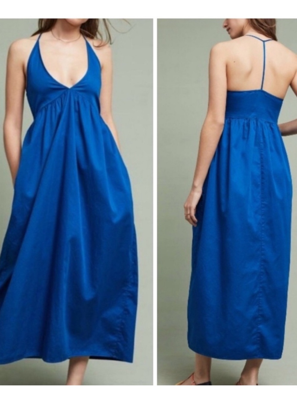 Lacausa Audra Resortwear Vacation Tropical Maxi Dress Size Large L Blue Beach